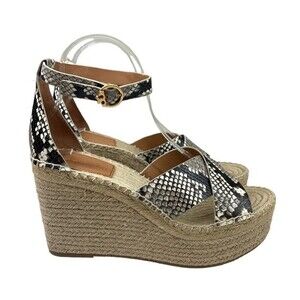 NWT Tory Burch Selby Snakeskin Print Wedge Platform Espadrilles 10